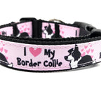 Rewarding Rover LLC I Heart My Border Collie Dog Collar – Adjustable 13 to 20 Inches – 1 Inch Wide — image 1