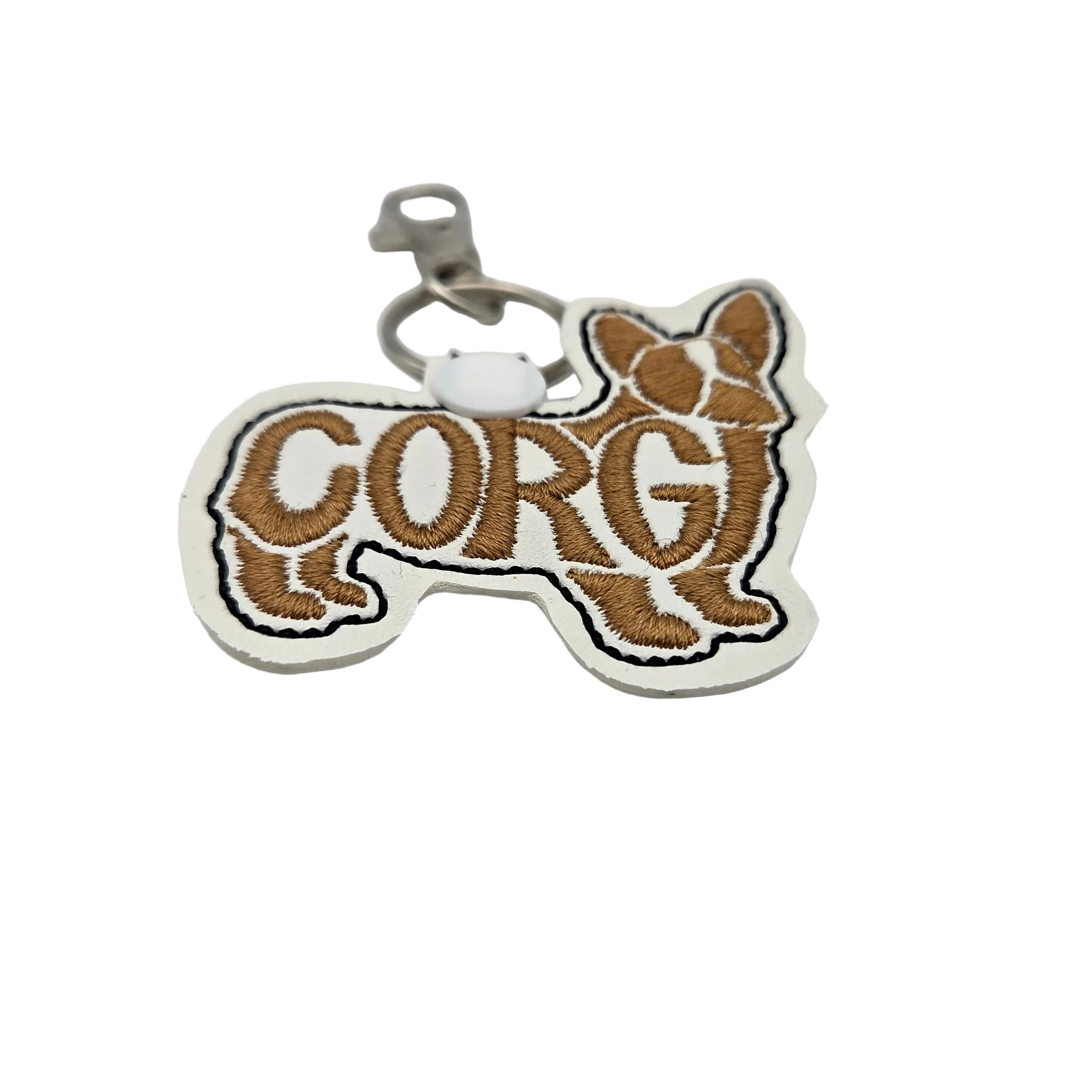Rewarding Rover LLC Corgi Keychain Tab, Embroidered Dog Breed Bag Tag, Pembroke Welsh Corgi Mom Gift, Cute Dog Key Fob, Dog Trainer Gear — image 2