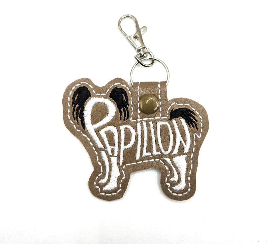 Rewarding Rover LLC Papillon Dog Breed Embroidered Keychain / Bag Charm — image 1