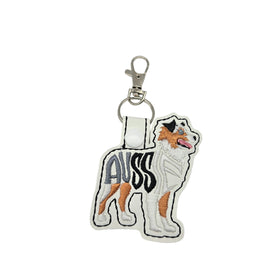 Rewarding Rover LLC Australian Shepherd Keychain – Embroidered Snap Tab Charm