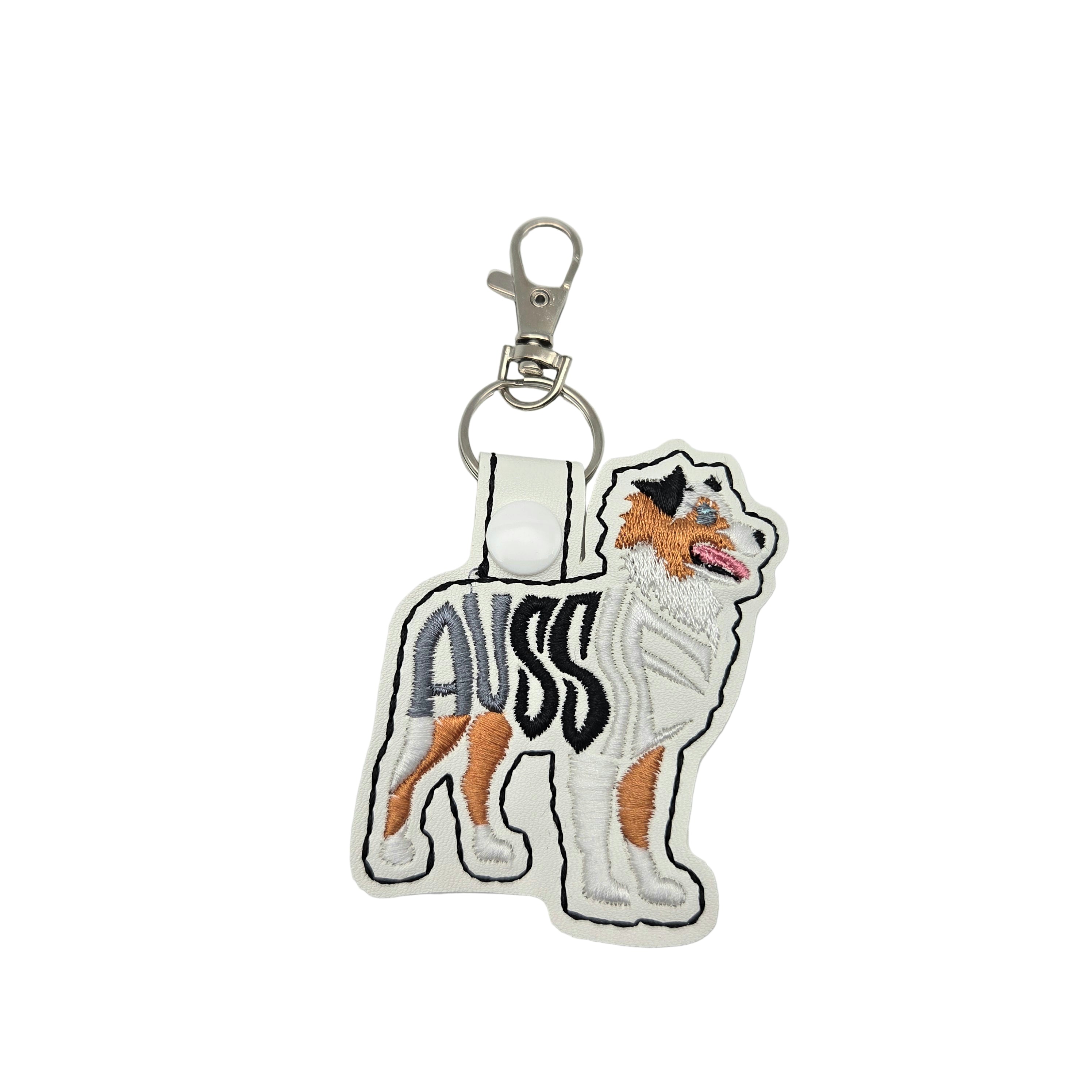 Rewarding Rover LLC Australian Shepherd Keychain – Embroidered Snap Tab Charm — image 1