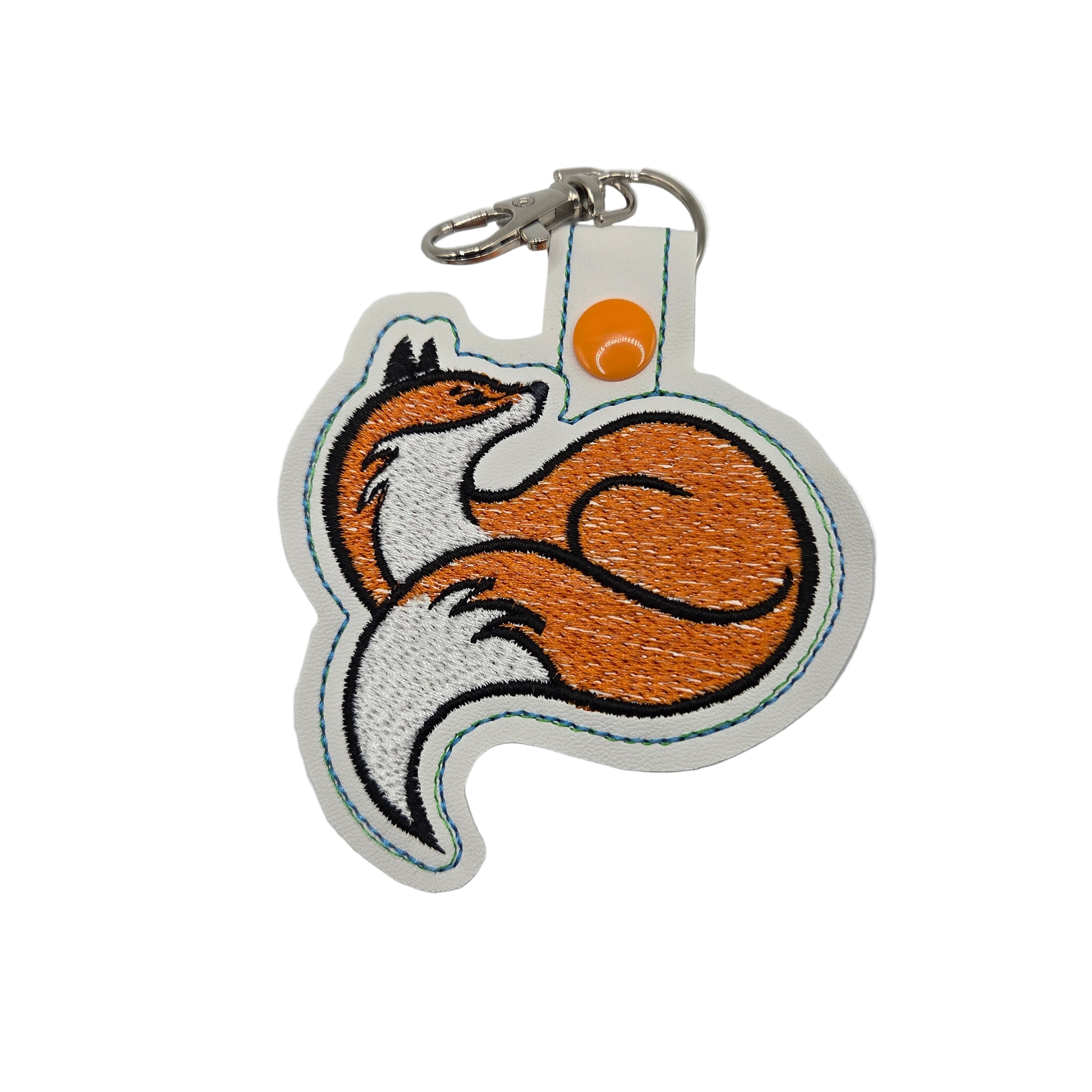 Rewarding Rover LLC Fox Keychain – Embroidered Snap Tab Charm — image 1