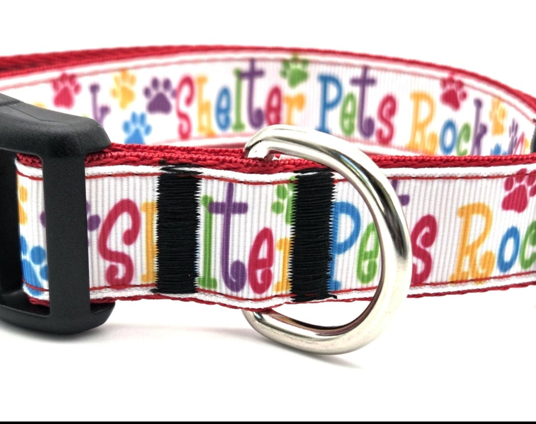 Rewarding Rover LLC Shelter Pets Rock Dog Collar | 1 Inch Wide | Adjustable 13-22 Inches | Colorful Rescue Pet Gear | Shelter Advocate Gift | Rewarding Rover — image 1