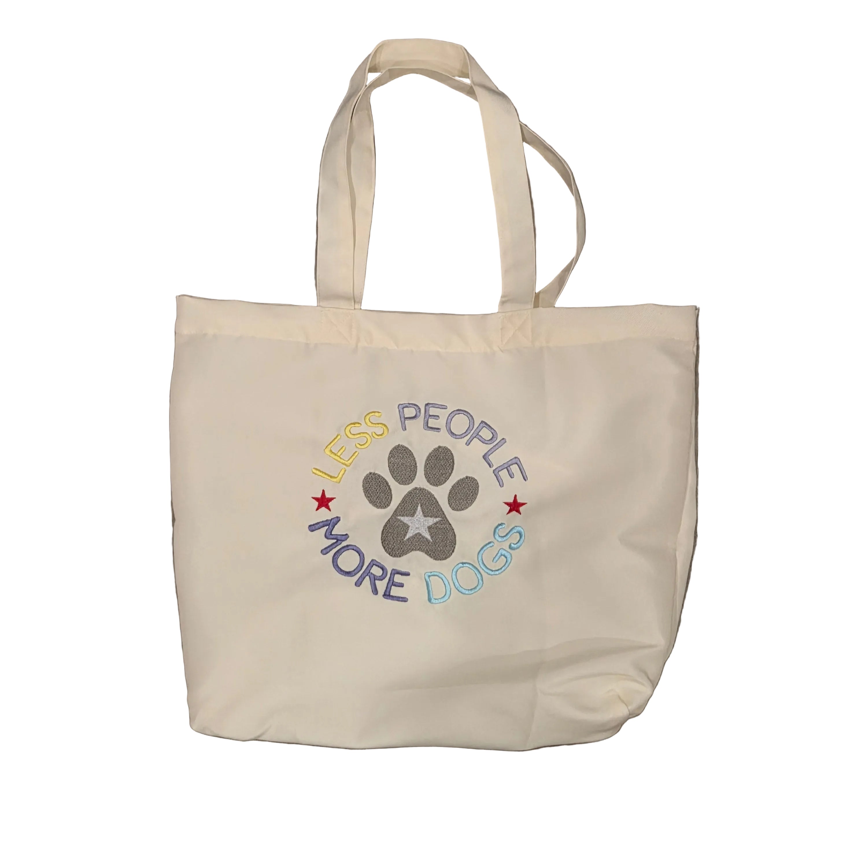 Rewarding Rover LLC Less People More Dogs Tote Bag, Funny Dog Lover Gift, Embroidered Polyester Shoulder Bag, Dog Mom Grocery Tote, K9 Trainer Gift — image 1