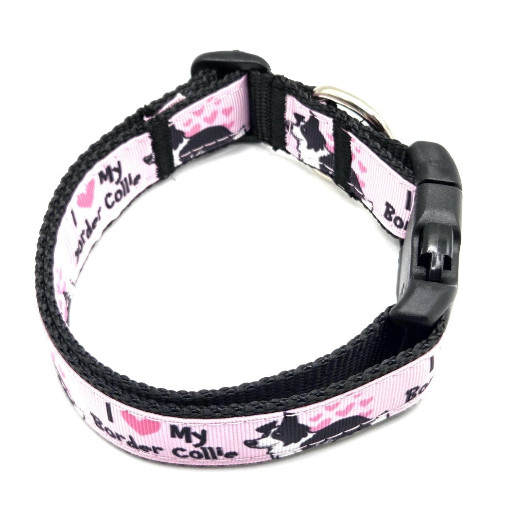 Rewarding Rover LLC I Heart My Border Collie Dog Collar – Adjustable 13 to 20 Inches – 1 Inch Wide — image 2