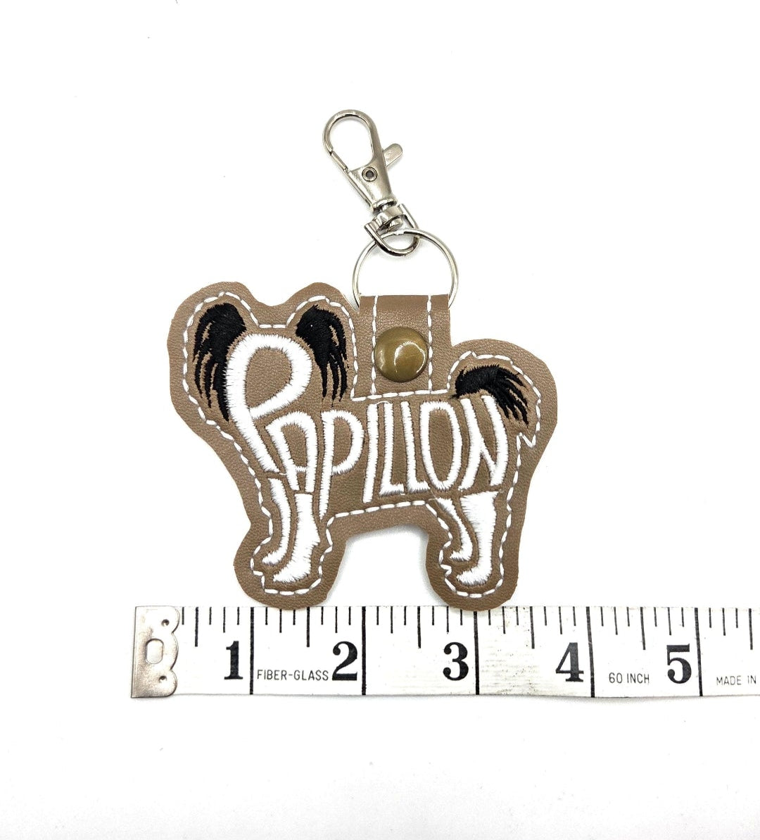 Rewarding Rover LLC Papillon Dog Breed Embroidered Keychain / Bag Charm — image 3