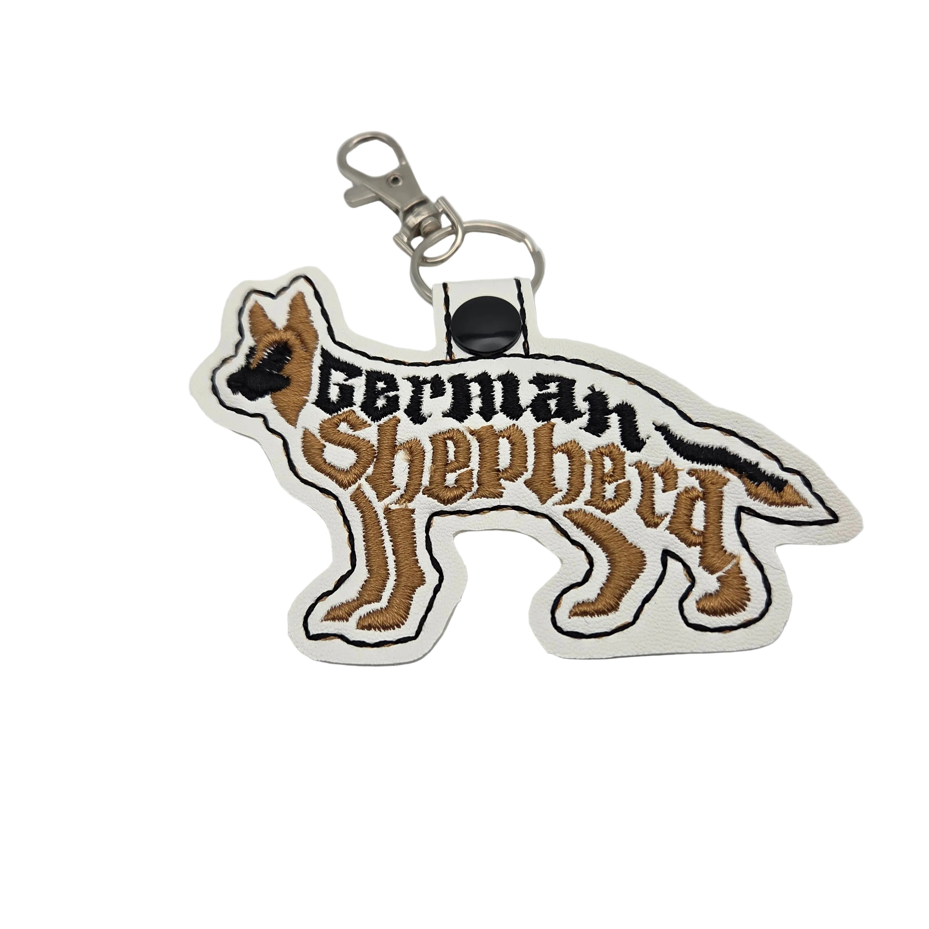 Rewarding Rover LLC German Shepherd Keychain Tab, Embroidered Dog Breed Bag Tag, K9 Mom Gift, Service Dog Zipper Pull, GSD Key Fob — image 1