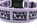 Rewarding Rover LLC Peace Love Rescue Dog Collar | 1 Inch Wide | Adjustable 14-22 Inches | Lavender Purple Rescue Pet Gear | Shelter Advocate Gift — image 1