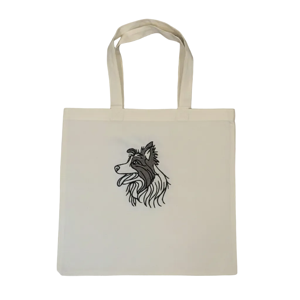 Rewarding Rover LLC Border Collie Embroidered Tote Bag, Dog Breed Grocery Bag, Reusable Dog Mom Gift, K9 Handler Shoulder Bag, Minimalist Dog Art — image 1
