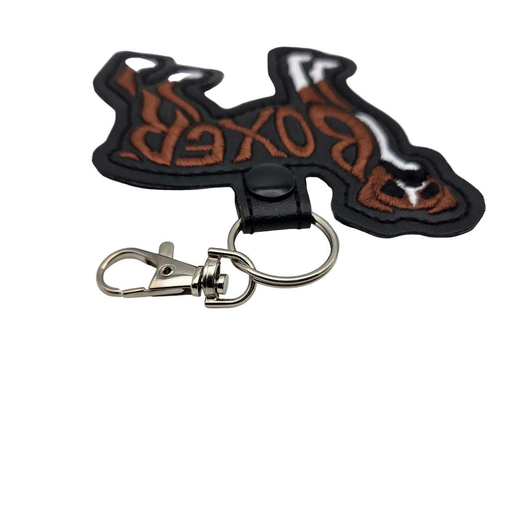 Rewarding Rover LLC Boxer Dog Keychain Tab, Embroidered Boxer Breed Bag Tag, Faux Leather Dog Mom Gift, Boxer Key Fob, Dog Trainer Gear Accessory — image 3