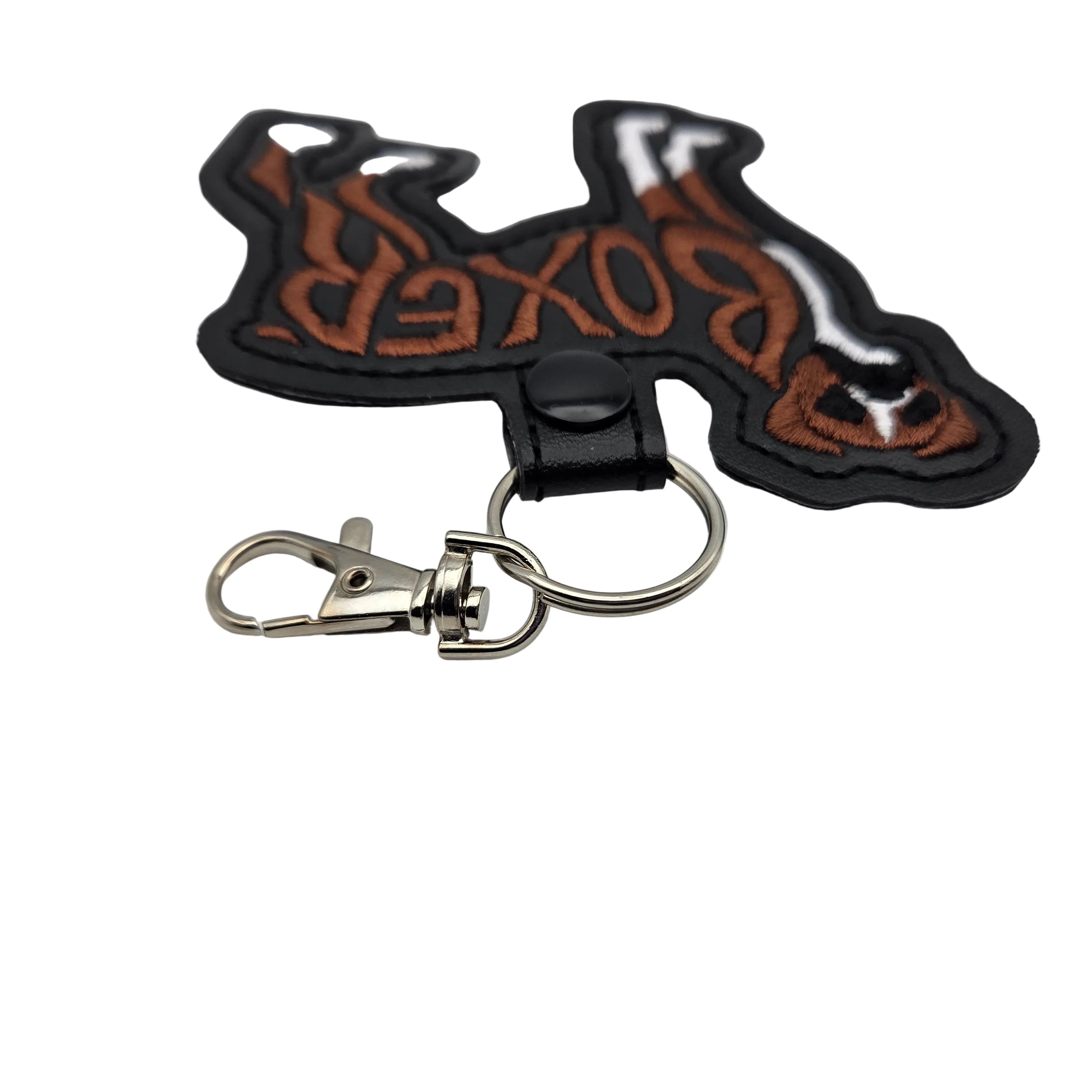 Rewarding Rover LLC Boxer Dog Keychain Tab, Embroidered Boxer Breed Bag Tag, Faux Leather Dog Mom Gift, Boxer Key Fob, Dog Trainer Gear Accessory — image 3