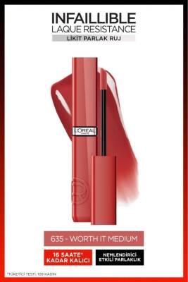 L'Oreal Paris Infallible Laque Resistance: High-Shine, Long-Lasting 635 Worth It Liquid Lipstick for Bold, Glossy Color