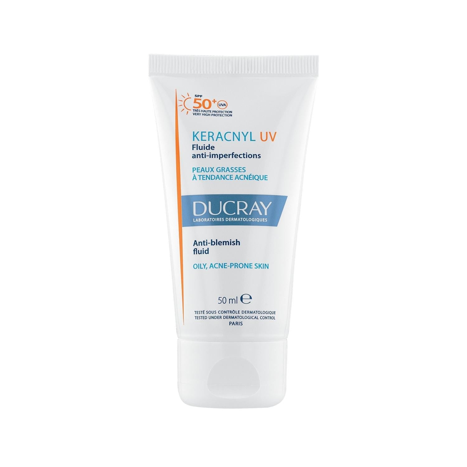 Ducray Keracnyl UV SPF 50+ Sunscreen for Acne-Prone Skin - Non-Comedogenic Sun Protection