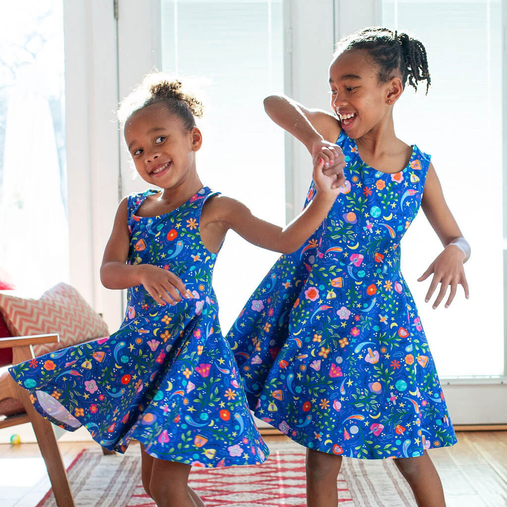 Princess Awesome & Boy Wonder "Gardeners of the Galaxy" Space Paisley Sleeveless Play Dress with Pockets — detail shot 6