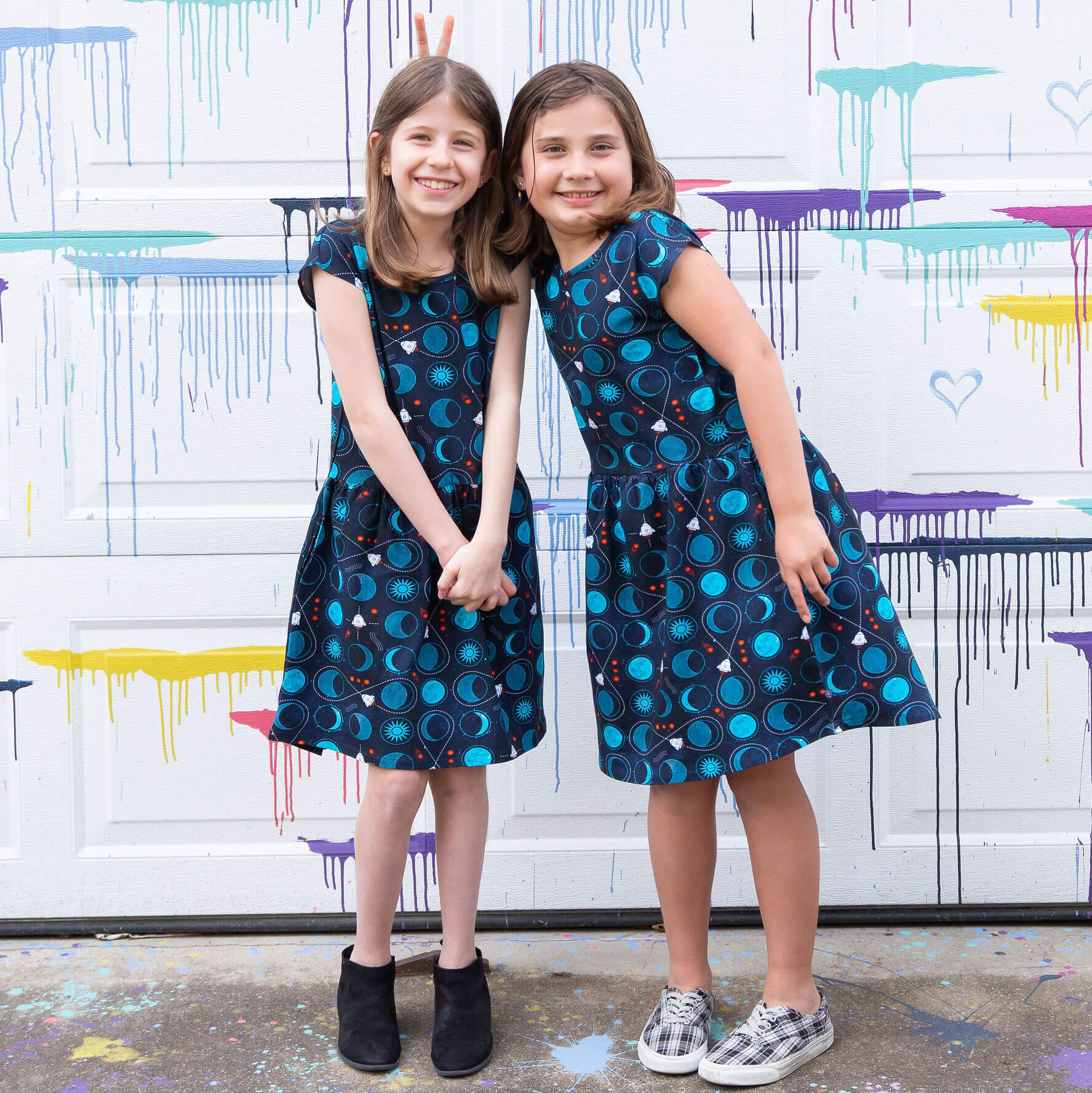 Princess Awesome & Boy Wonder "Gravity Assist" Rocket to the Moon Cap Sleeve Dress with Pockets — main product shot