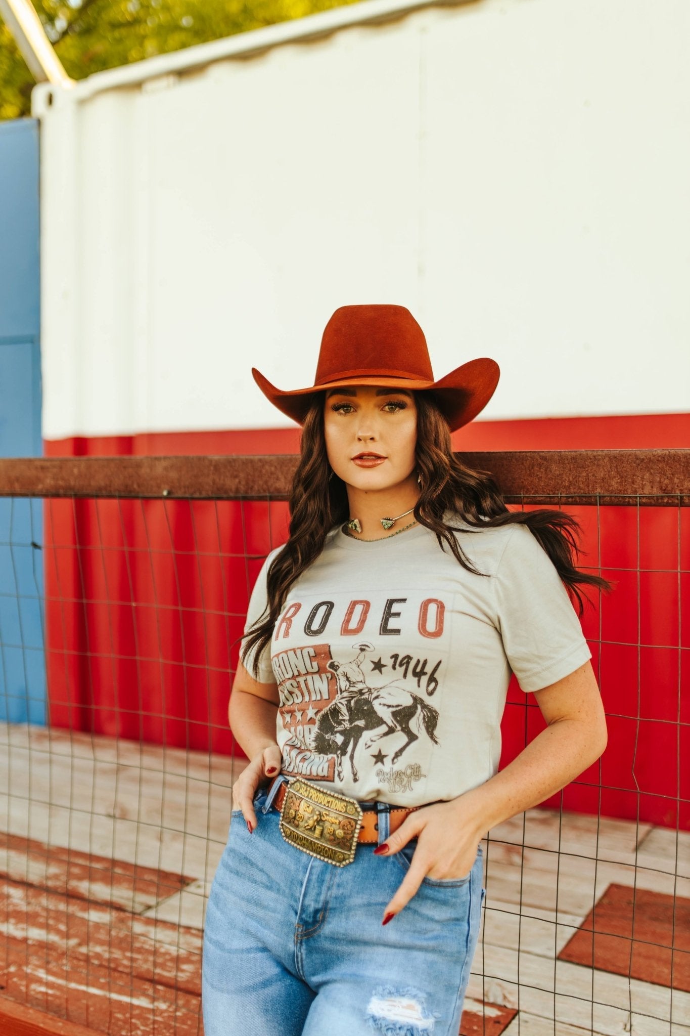 Wild Junkie Bronc Bustin' Rodeo 1946 Graphic Tee — main product shot