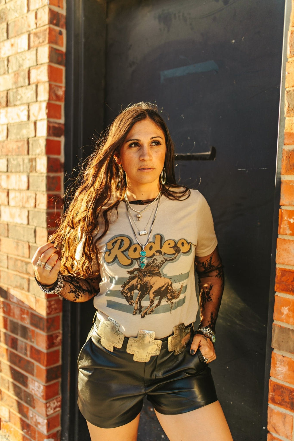 Wild Junkie Rodeo Bronc Rider Graphic Tee — detail close-up