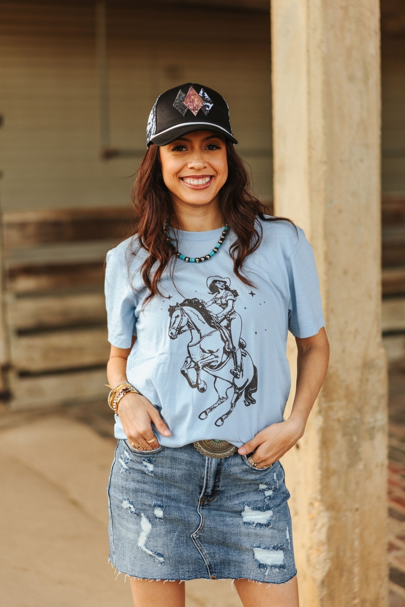 Wild Junkie Rodeo Queen Graphic Tee — Wild Junkie branding close-up