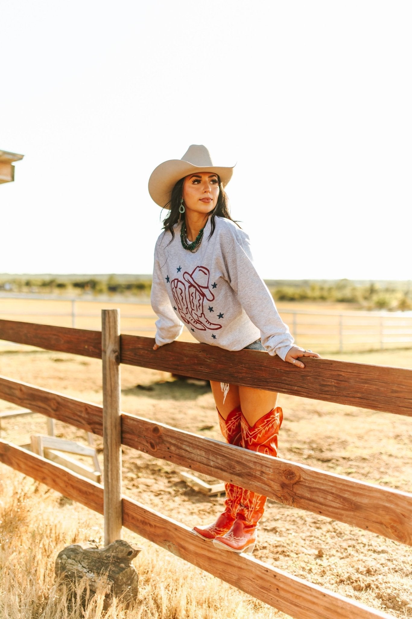 Wild Junkie Star Spangled Boots Graphic Sweatshirt — lifestyle worn / used context