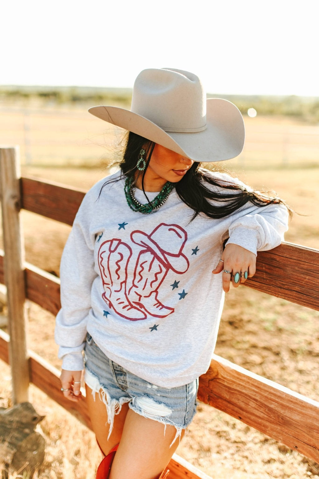 Wild Junkie Star Spangled Boots Graphic Sweatshirt — main product shot