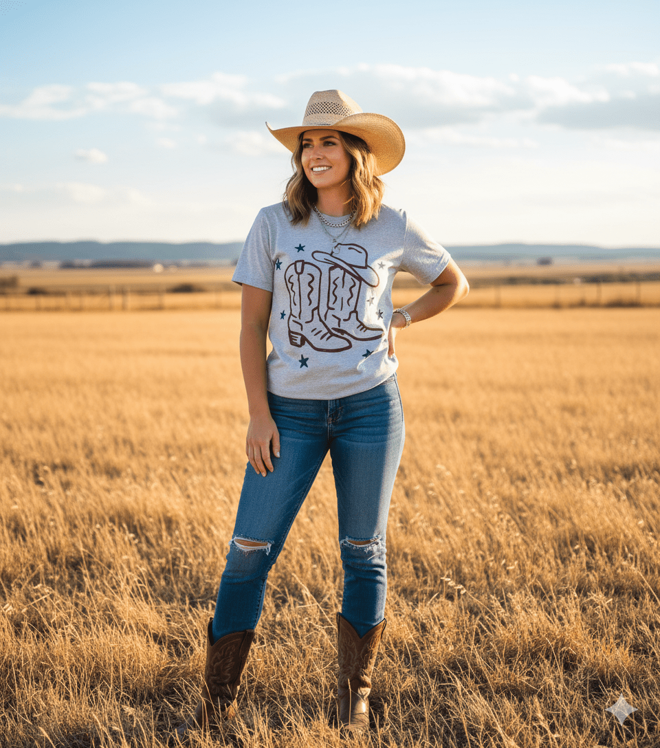 Wild Junkie Star Spangled Boots Graphic Tee — construction detail
