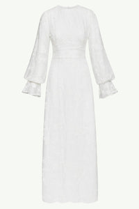 Romaissa White Lace Maxi Dress Clothing Veiled 