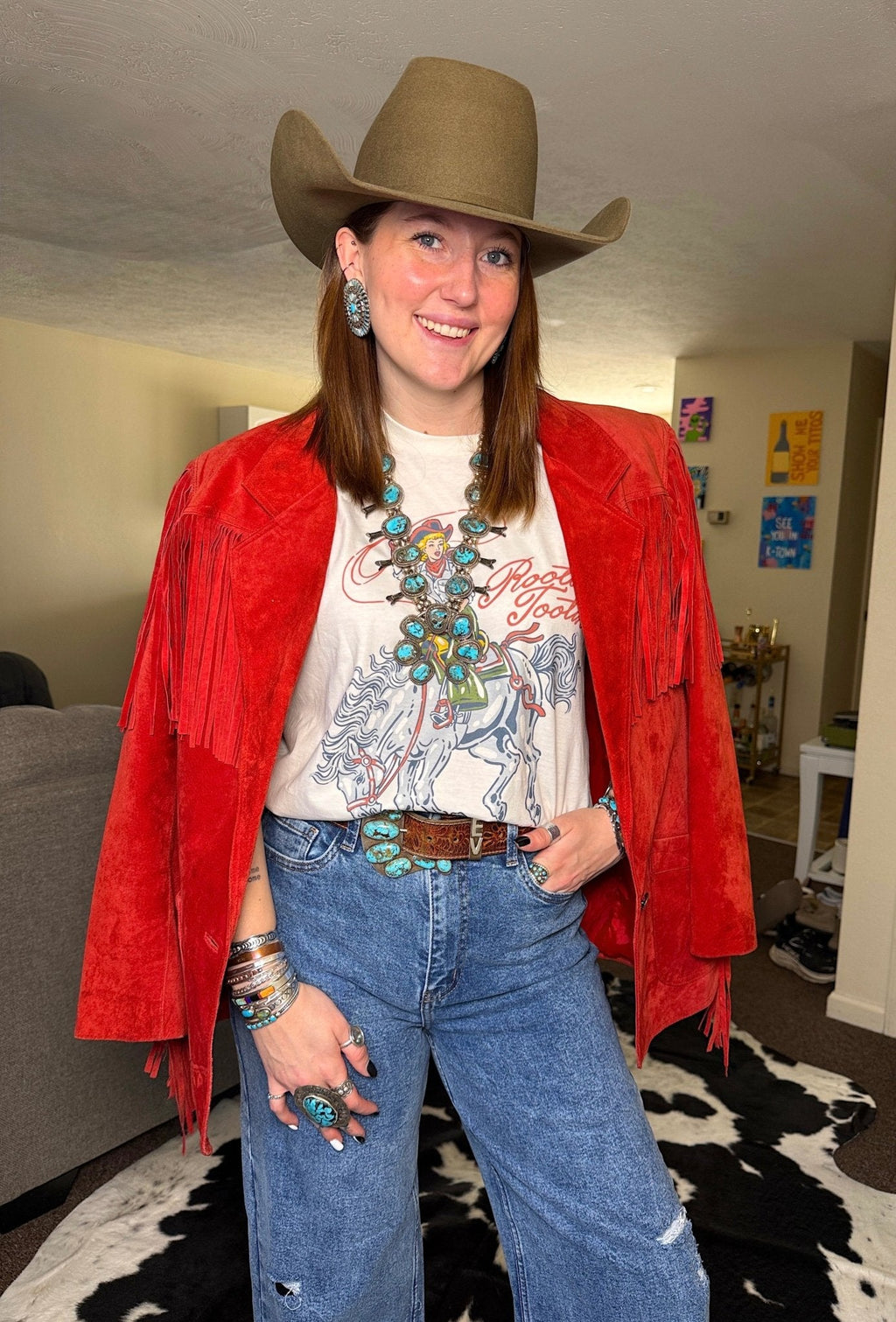 Wild Junkie Rootin Tootin Cowgirl Graphic Tee — construction detail