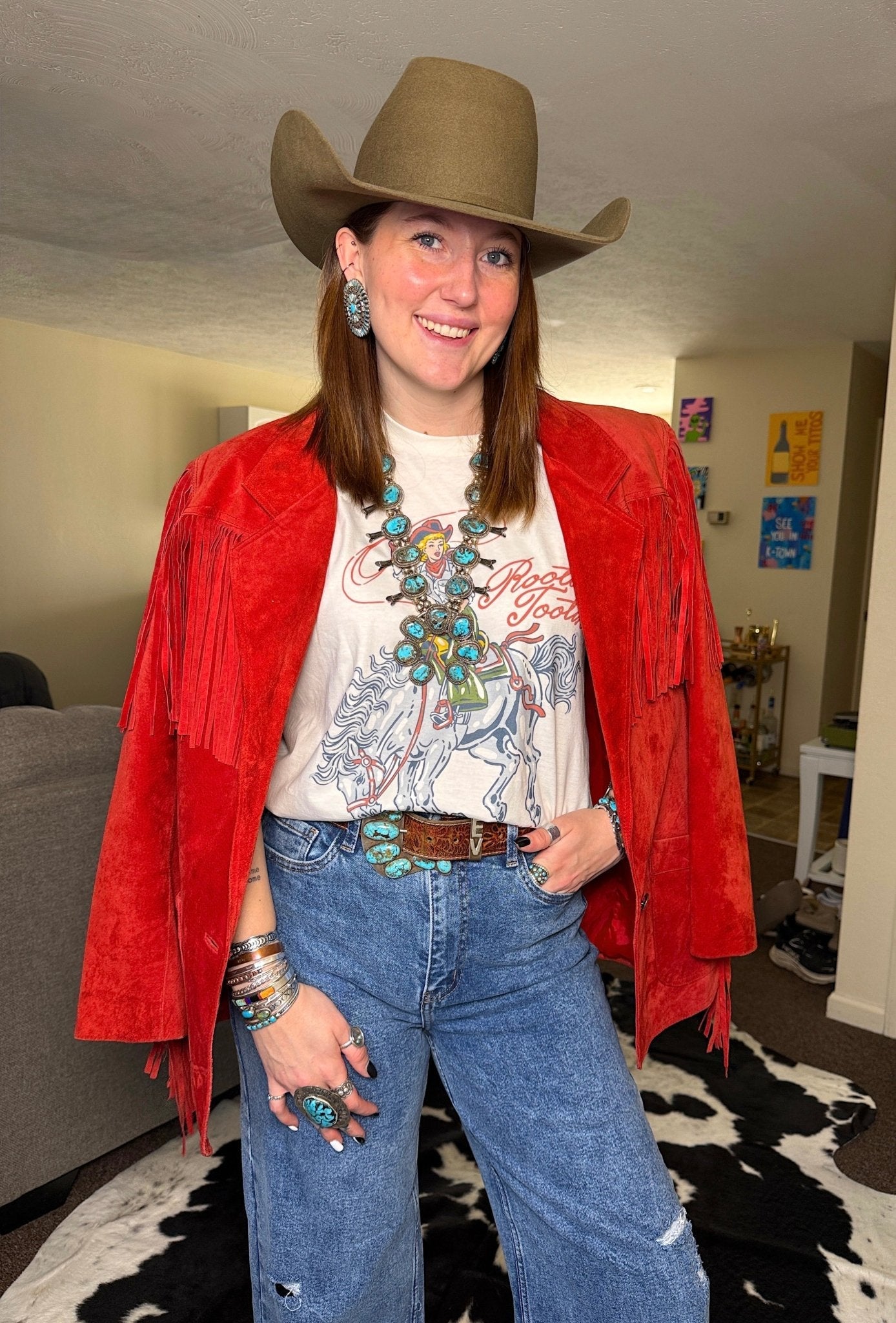 Wild Junkie Rootin Tootin Cowgirl Graphic Tee — construction detail