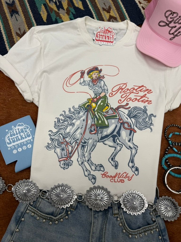 Wild Junkie Rootin Tootin Cowgirl Graphic Tee — graphic tees category context