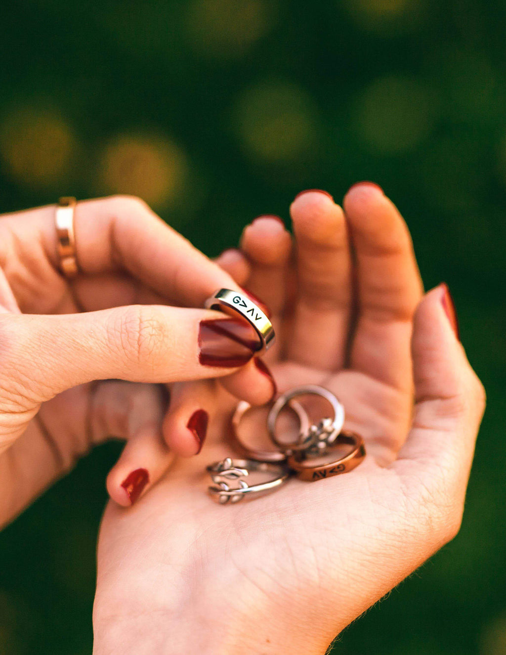 Elevated Faith Rose Gold Highs and Lows Ring — lifestyle context