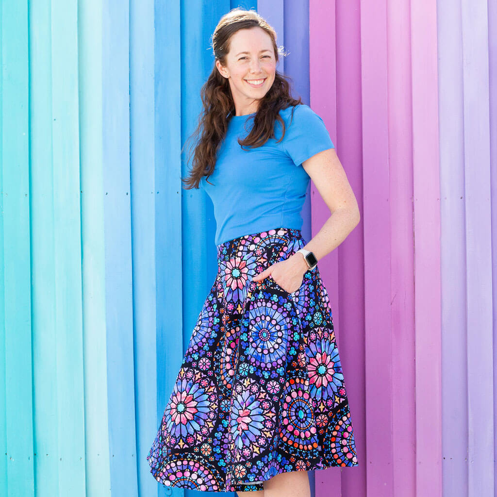 Princess Awesome & Boy Wonder Adult "Windows Upgrade" Stained Glass Skirt With Pockets — side view