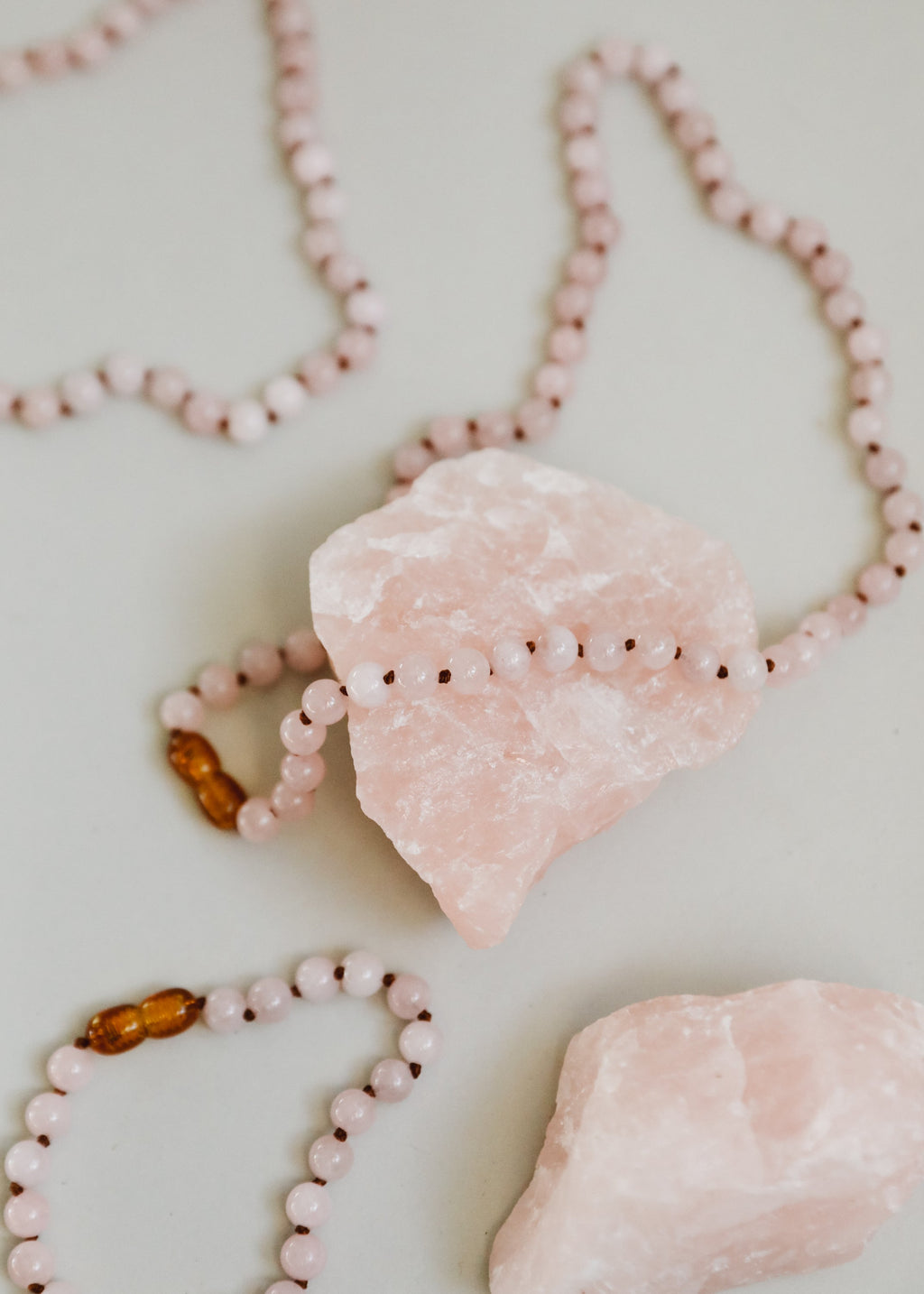 CanyonLeaf Pure Gemstone + Natural Rose Quartz || Beaded Necklace — construction detail