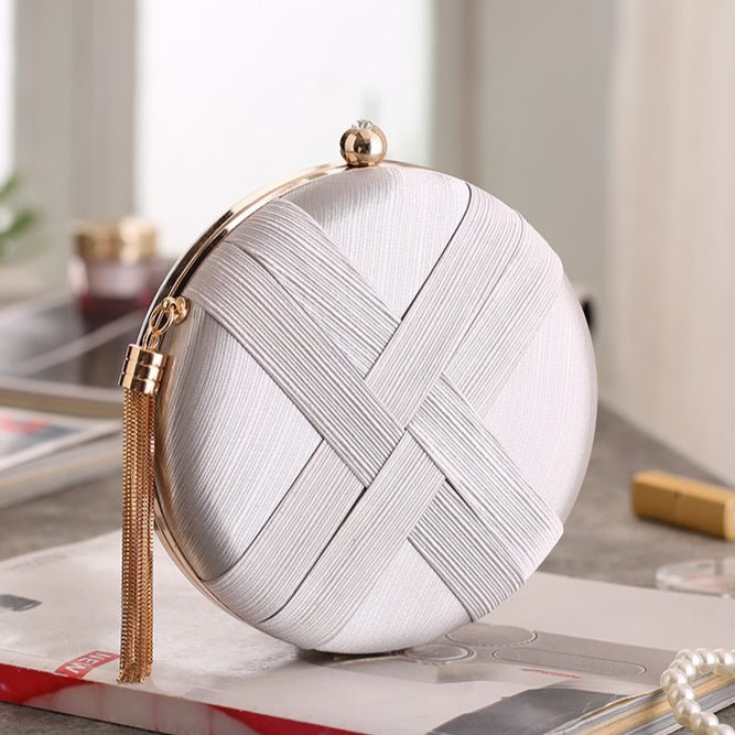 Mariam's Collection Round Evening Clutch Handbag with Braided Accent (MAC287) — detail shot 7