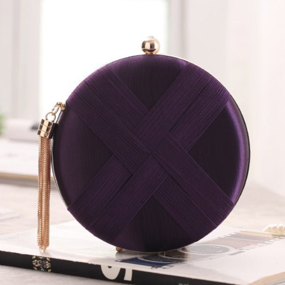 Mariam's Collection Round Evening Clutch Handbag with Braided Accent (MAC287) — fabric or material detail