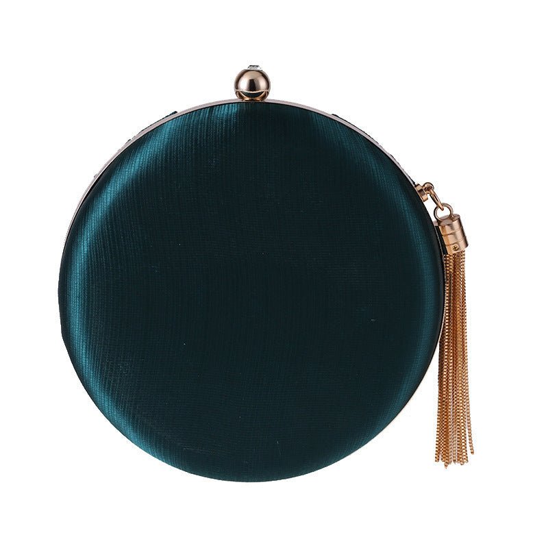 Mariam's Collection Round Evening Clutch Handbag with Braided Accent (MAC287) — side view