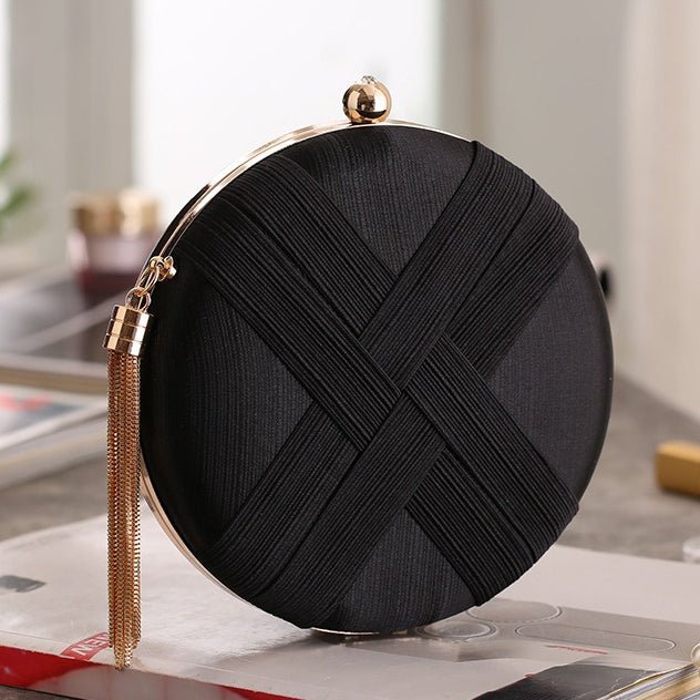 Mariam's Collection Round Evening Clutch Handbag with Braided Accent (MAC287) — detail shot 8