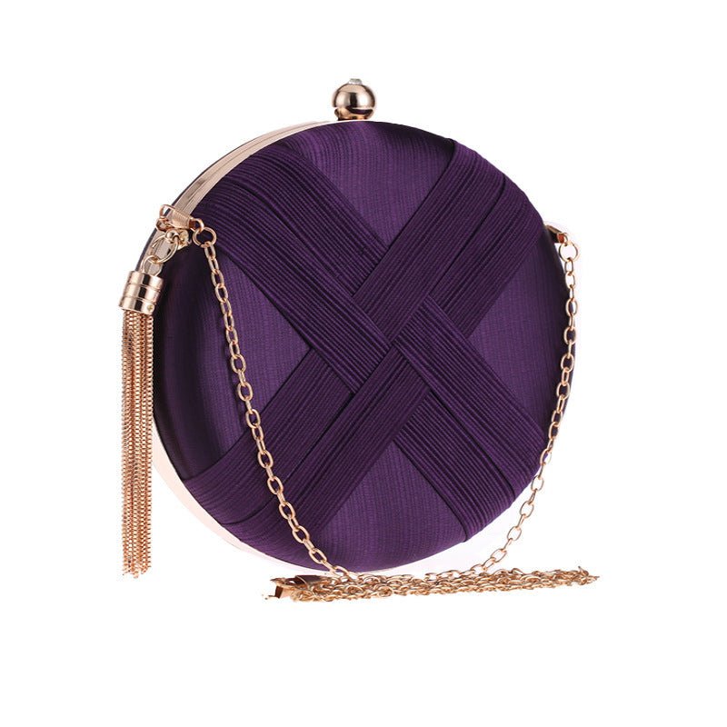 Mariam's Collection Round Evening Clutch Handbag with Braided Accent (MAC287) — detail close-up