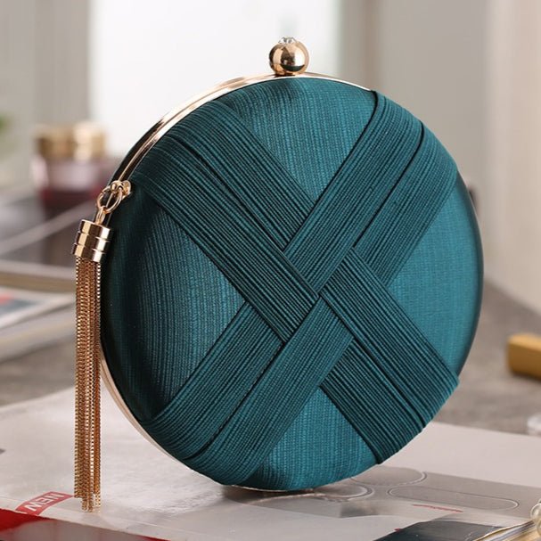 Mariam's Collection Round Evening Clutch Handbag with Braided Accent (MAC287) — main product shot