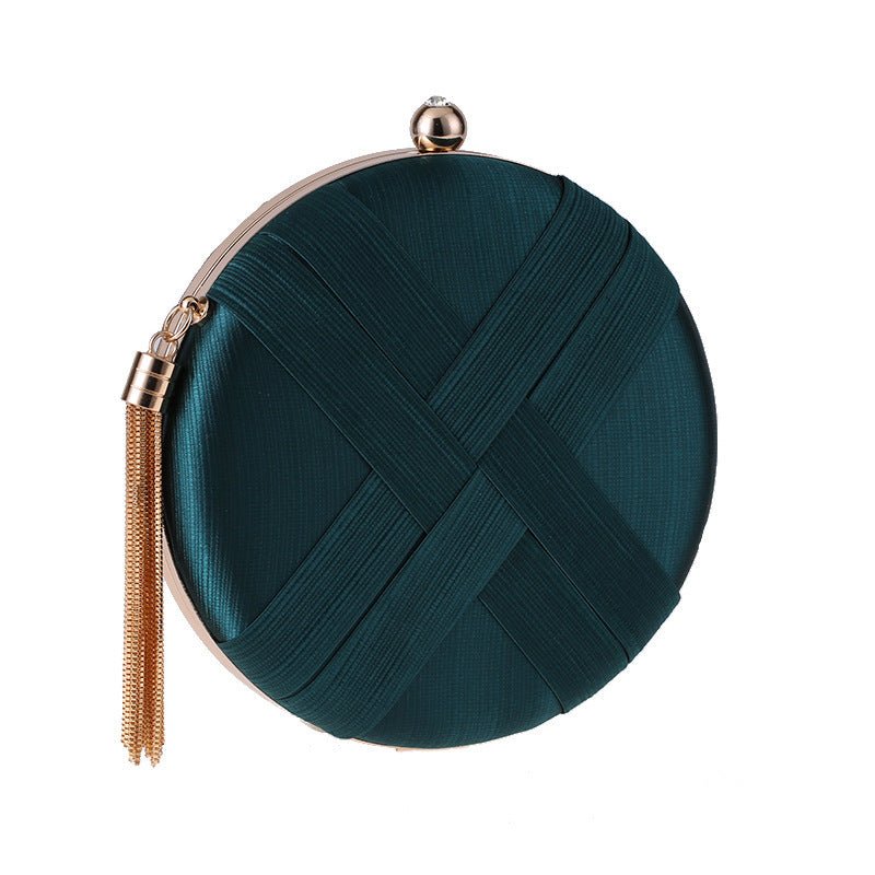 Mariam's Collection Round Evening Clutch Handbag with Braided Accent (MAC287) — lifestyle context