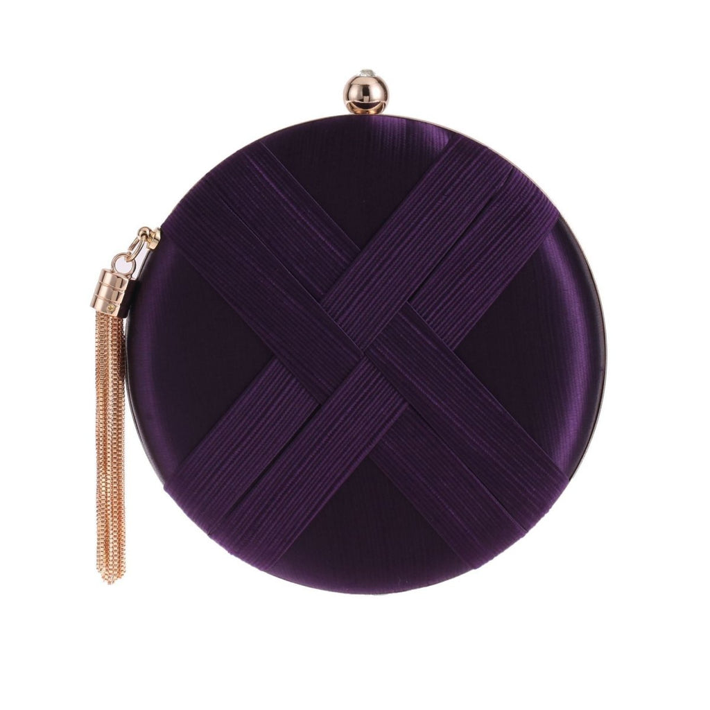 Mariam's Collection Round Evening Clutch Handbag with Braided Accent (MAC287) — lifestyle worn / used context