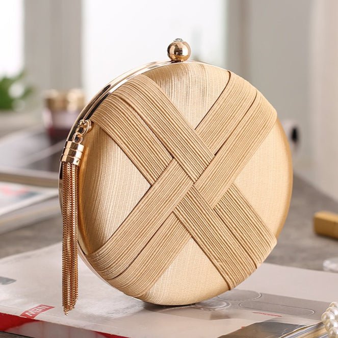 Mariam's Collection Round Evening Clutch Handbag with Braided Accent (MAC287) — detail shot 10