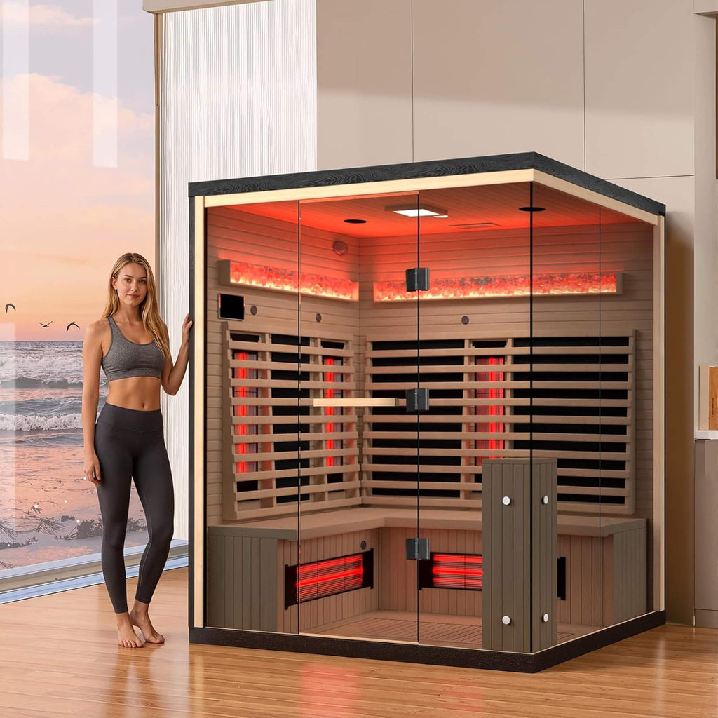 Rövia Ember 4-Person Full-Spectrum Infrared Sauna With Himalayan Salt Panels [Made-To-Order] (SAK80537) – SAKSBY WHOLESALE, v