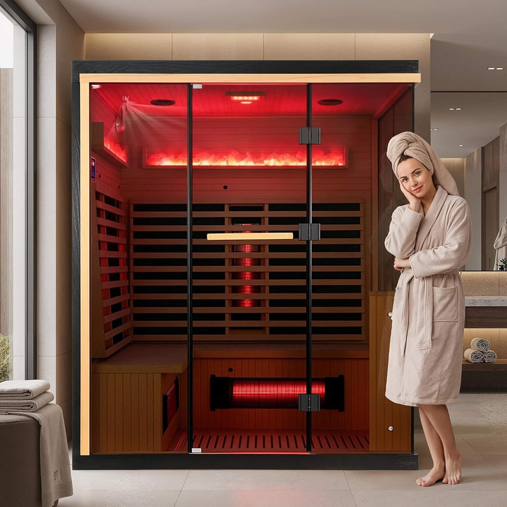 Rövia Ember 4-Person Full-Spectrum Infrared Sauna With Himalayan Salt Panels [Made-To-Order] (SAK80537) – SAKSBY WHOLESALE, v