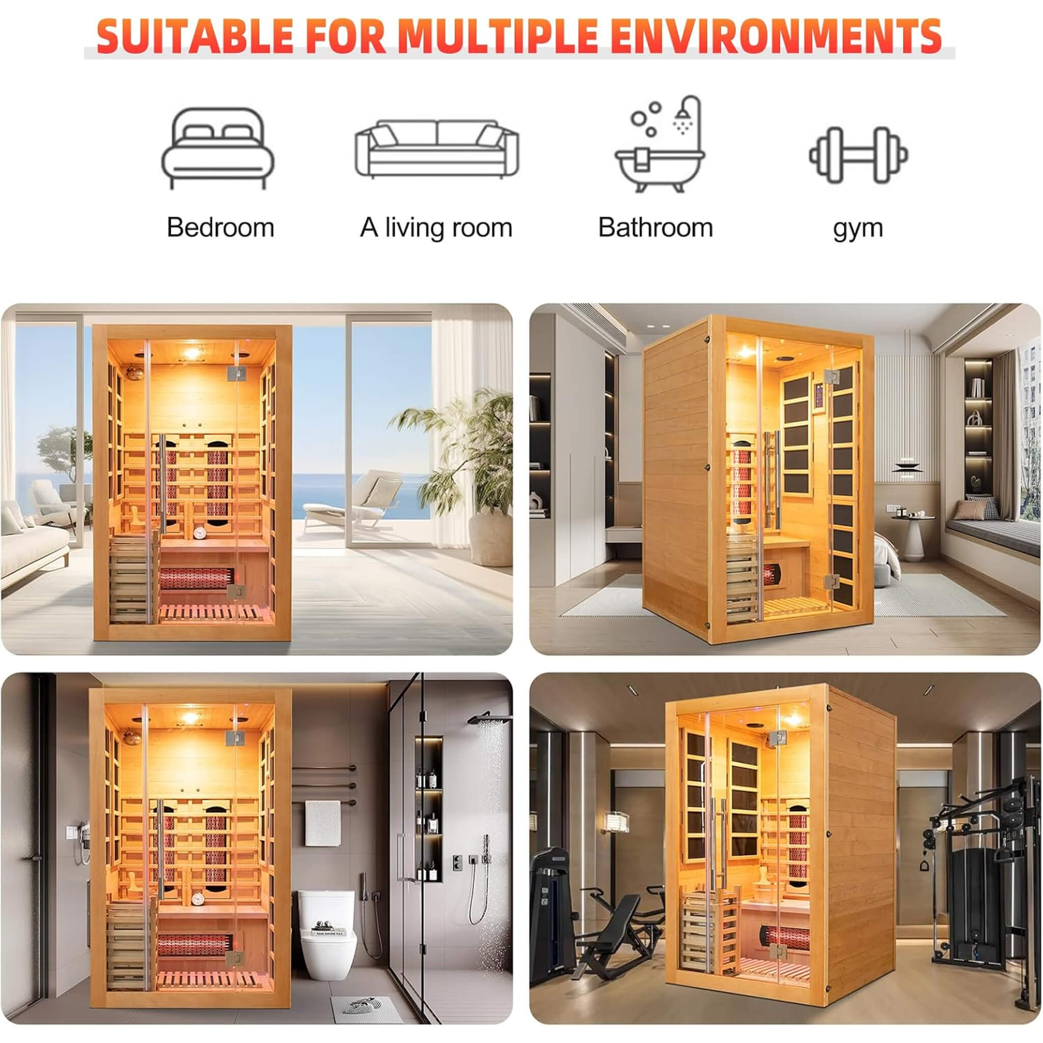 Rövia Aurora 3-Person Indoor Hybrid Sauna Room With Infrared And 4.5KW Steam Heater [Made-To-Order] (SAK41592) – SAKSBY WHOLE