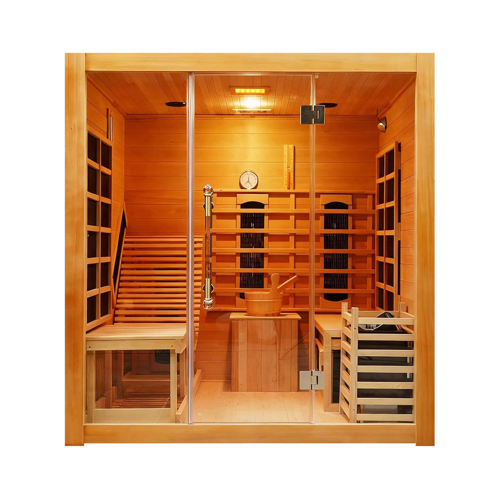 Rövia Oasis 3-Person Indoor Hybrid Sauna Room With Built-In Lounge Chair [Made-To-Order] (SAK35182) – SAKSBY WHOLESALE