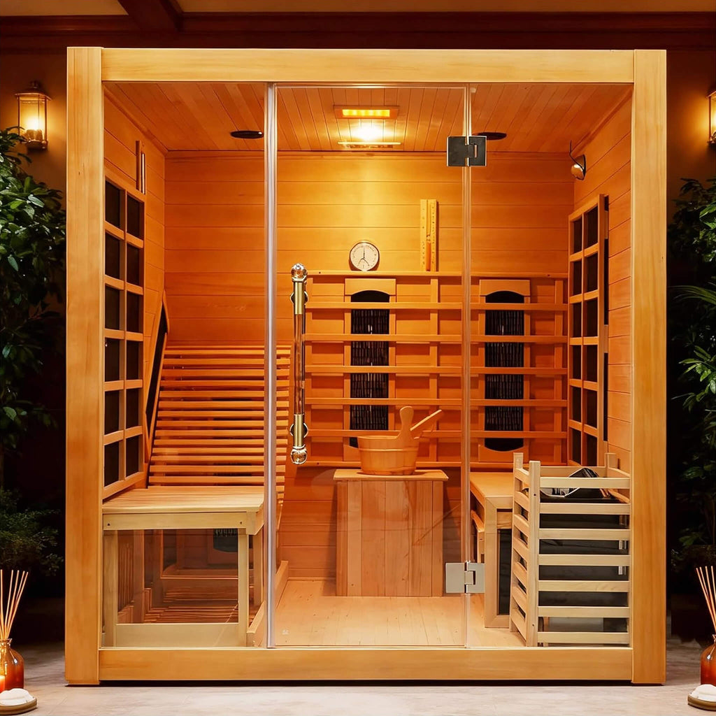 Rövia Oasis 3-Person Indoor Hybrid Sauna Room With Built-In Lounge Chair [Made-To-Order] (SAK35182) – SAKSBY WHOLESALE, view 
