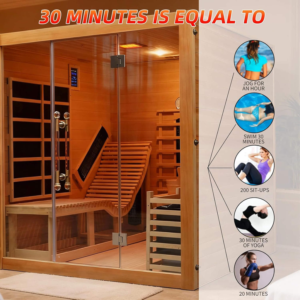 Rövia Oasis 3-Person Indoor Hybrid Sauna Room With Built-In Lounge Chair [Made-To-Order] (SAK35182) – SAKSBY WHOLESALE, view 