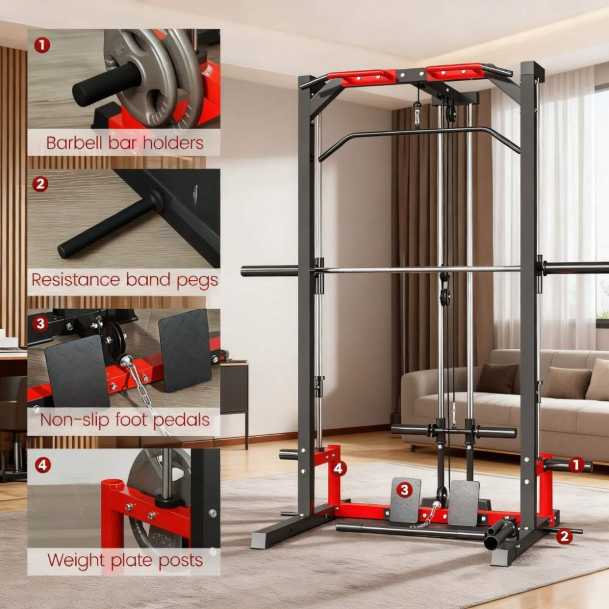 Rovix All-In-One Home Gym Squat Rack With Pull Up And Lat System (SAK95431) – SAKSBY WHOLESALE, view 6