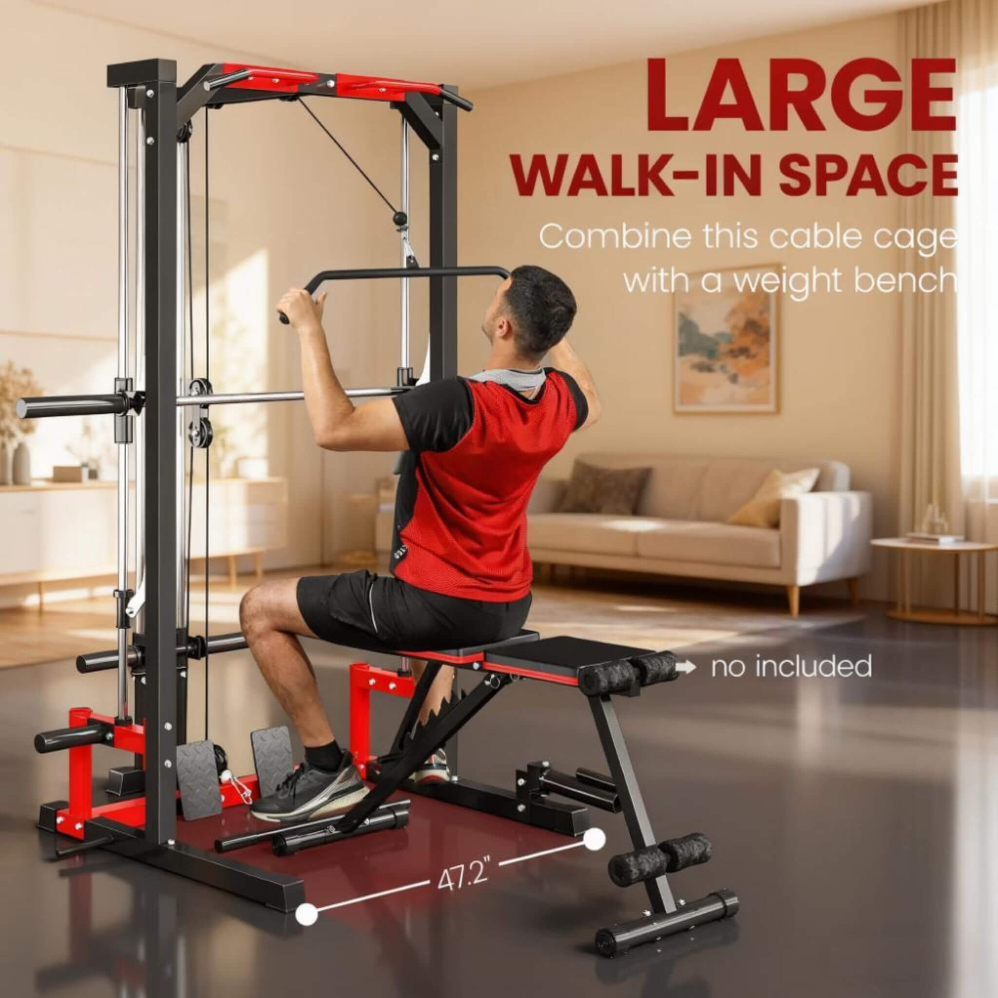 Rovix All-In-One Home Gym Squat Rack With Pull Up And Lat System (SAK95431) – SAKSBY WHOLESALE, view 5