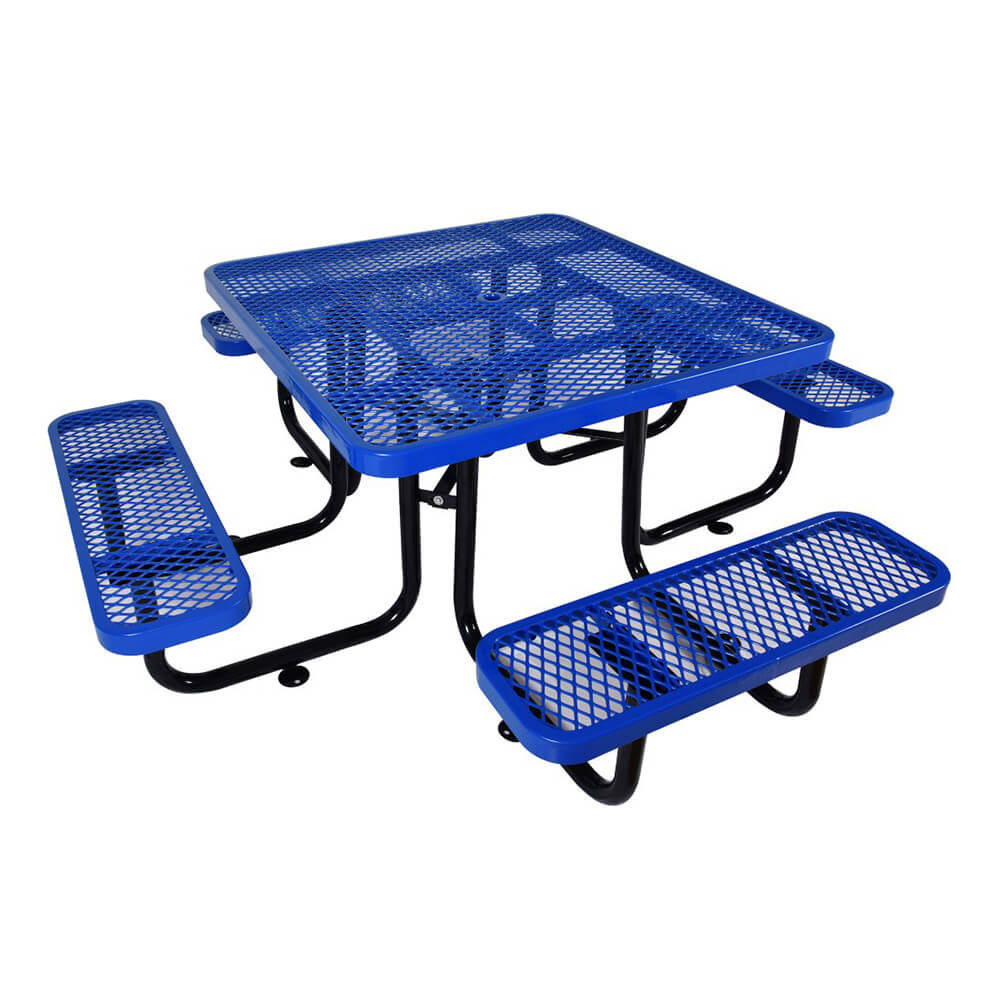 Large 46-Inch Stylish Square Steel Picnic Table W/ Thermoplastic Coating & Umbrella Hole (SAK90547) – SAKSBY WHOLESALE, view 